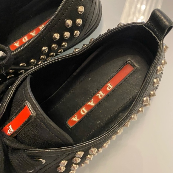 Prada Black Sneakers with Silver Studs size 35/US 5 - Picture 5 of 7